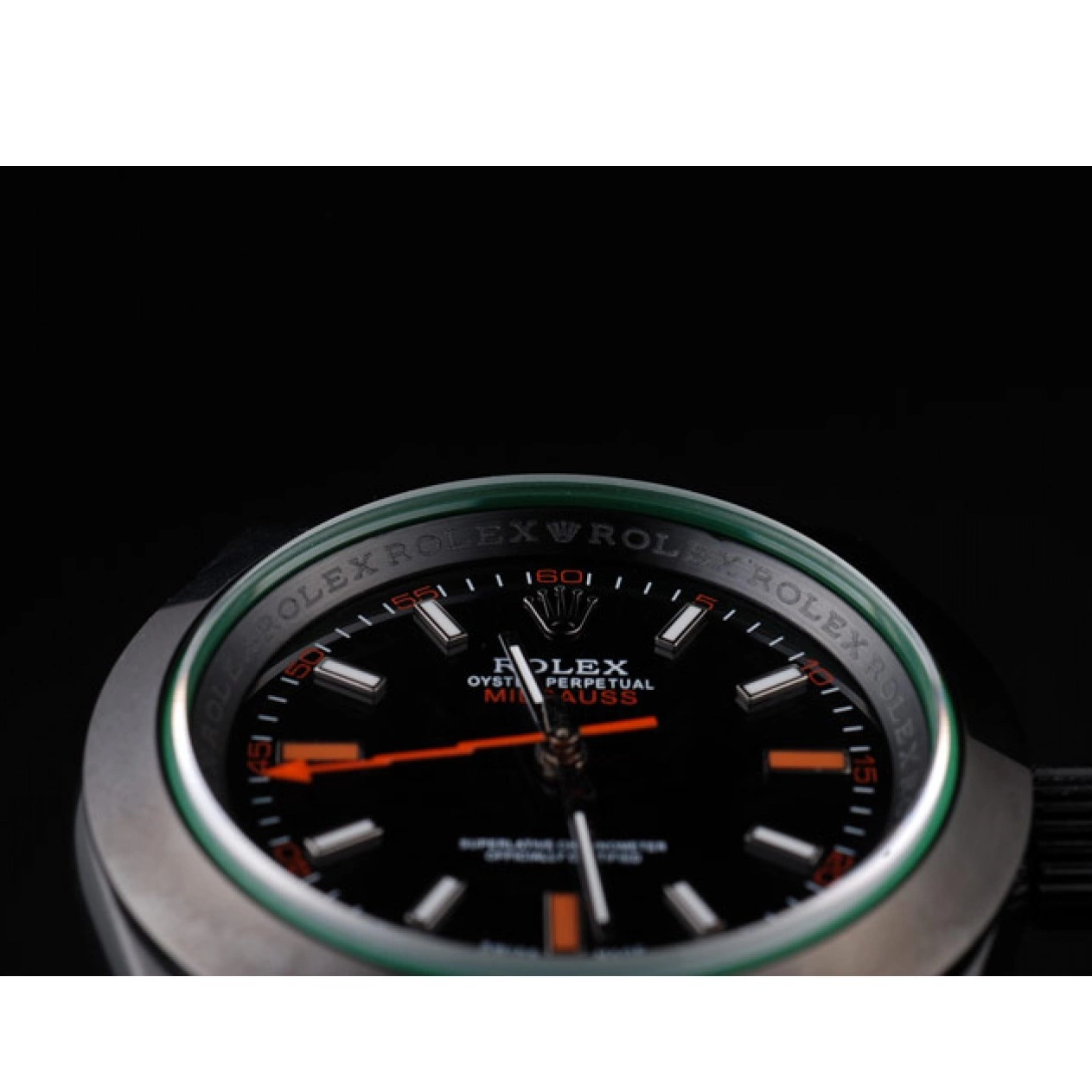 Aaa fake watches Milgauss Pro-Hunter Tinted Black Dial Saphire Rolex Green 0606
